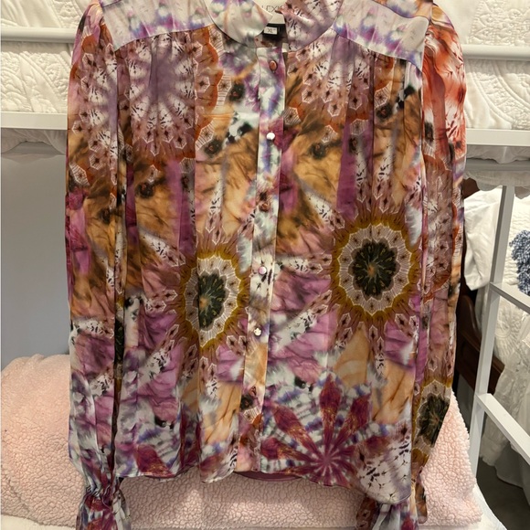 Alexis Tops - Alexis Pink and Purple Long Sleeve Button Down Shirt